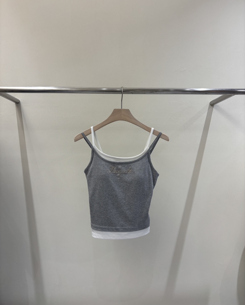 MABE韓國代購女士新品時尚推薦熱賣26夏季吊帶背心假兩件撞色MABE吊帶/背心圖色3