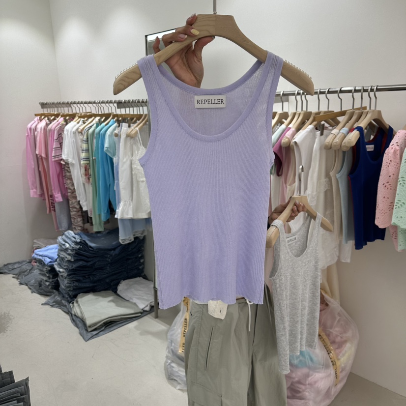 REPELLER韓國東大門直郵女士新品休閑人氣吊帶背心亞麻針織REPELLER吊帶/背心圖色1