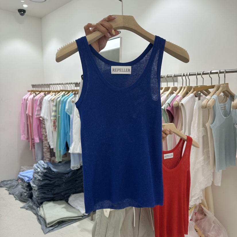 REPELLER韓國東大門直郵女士新品休閑人氣吊帶背心亞麻針織REPELLER吊帶/背心圖色3