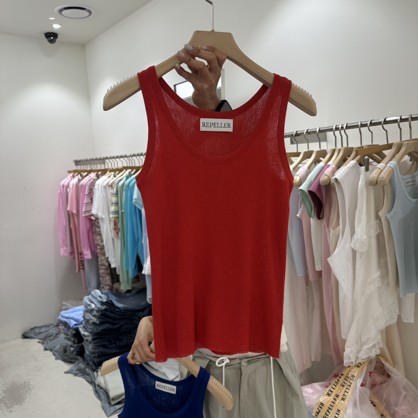 REPELLER韓國東大門直郵女士新品休閑人氣吊帶背心亞麻針織REPELLER吊帶/背心圖色4