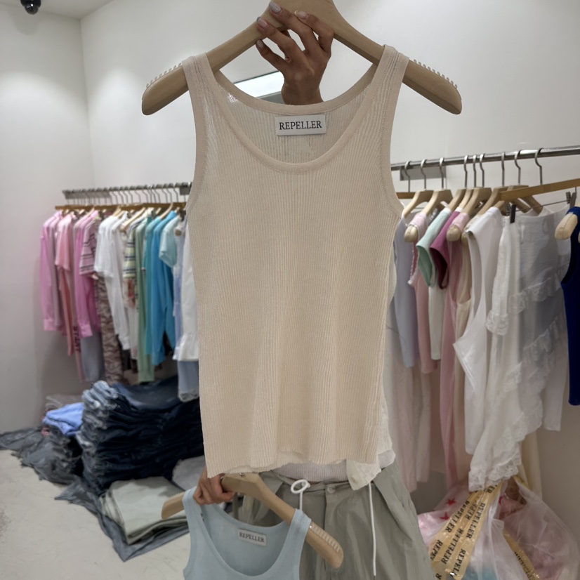 REPELLER韓國東大門直郵女士新品休閑人氣吊帶背心亞麻針織REPELLER吊帶/背心圖色6