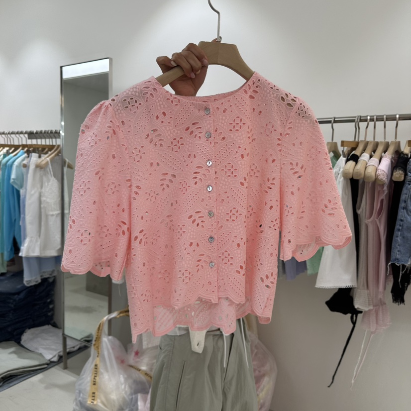 REPELLER韓國東大門直郵女裝新款熱賣26夏季襯衫蕾絲衫刺繡REPELLER襯衫/蕾絲衫圖色3