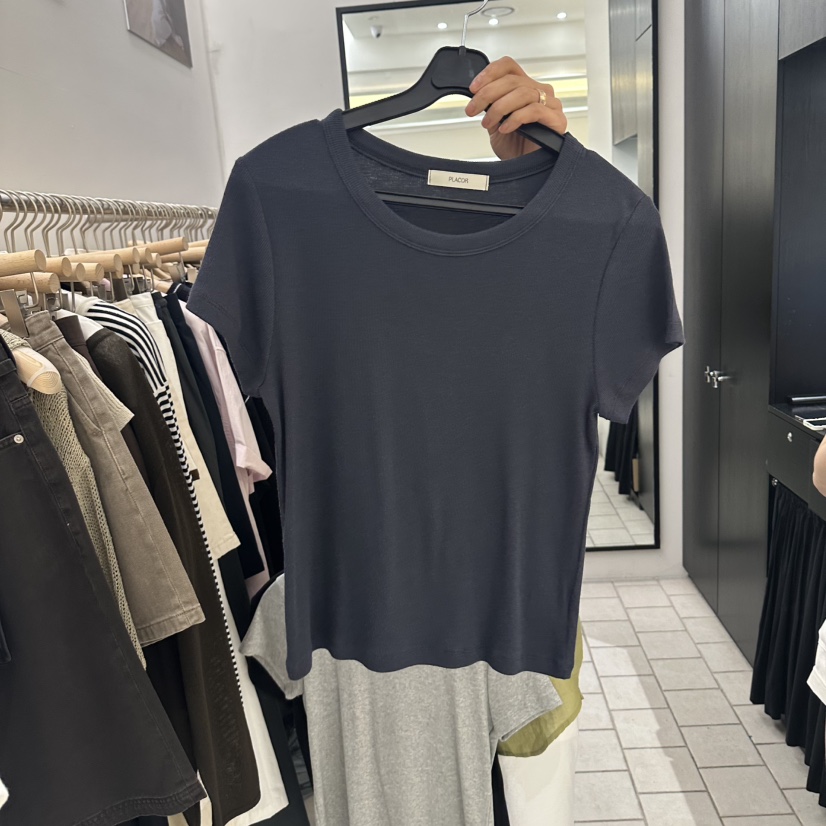 REGULARLY/PLACOR韓國直郵實拍女裝新品時尚職業26夏季T恤REGULARLY/PLACORT恤圖色3深藍色