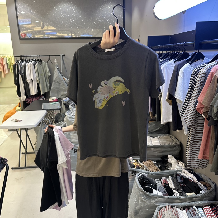 CREDITO韓國直郵女裝新品休閑推薦時尚熱賣26夏季26春夏T恤CREDITOT恤圖色4