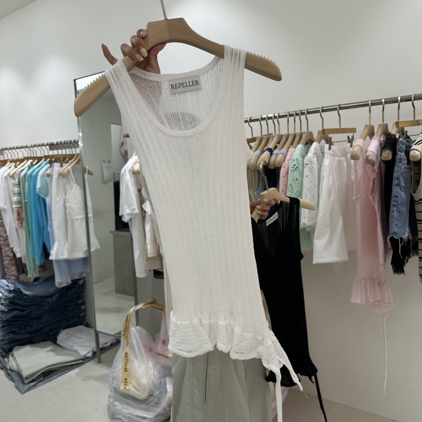 REPELLER韓國直郵女士新品休閑26春夏吊帶背心荷葉邊亞麻REPELLER吊帶/背心圖色3