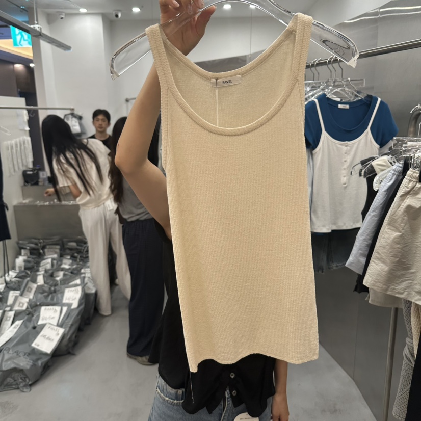 PAVEL韓國直郵實拍女士新款熱賣26夏季休閑職業吊帶背心羅紋PAVEL吊帶/背心圖色1