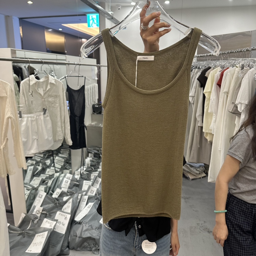 PAVEL韓國直郵實拍女士新款熱賣26夏季休閑職業吊帶背心羅紋PAVEL吊帶/背心圖色2