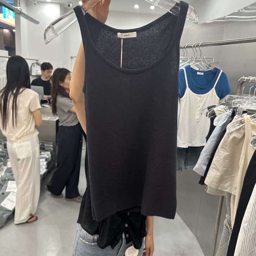 PAVEL韓國直郵實拍女士新款熱賣26夏季休閑職業吊帶背心羅紋PAVEL吊帶/背心圖色4深藍色