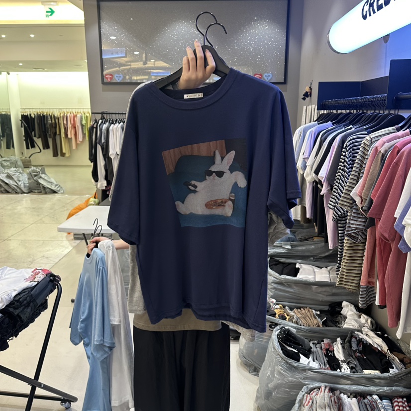 CREDITO韓國直郵女士新品人氣時尚26夏季職業26春夏T恤兔子CREDITOT恤圖色3