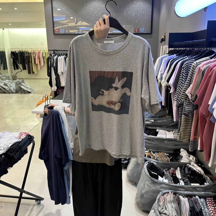 CREDITO韓國直郵女士新品人氣時尚26夏季職業26春夏T恤兔子CREDITOT恤圖色4