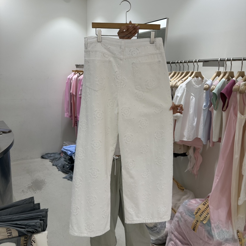 REPELLER韓國直郵女士新品職業人氣熱賣26夏季休閑褲蕾絲REPELLER休閑褲