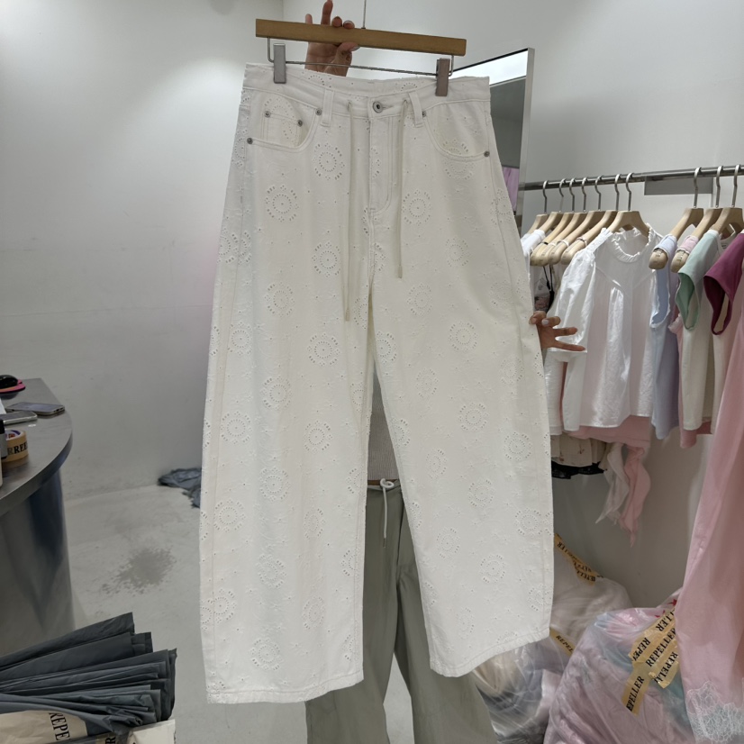 REPELLER韓國直郵女士新品職業人氣熱賣26夏季休閑褲蕾絲REPELLER休閑褲圖色1