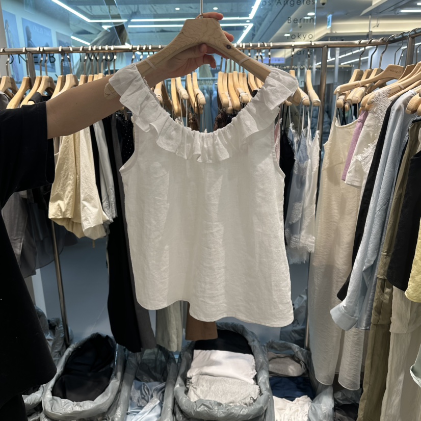 HONG.U東大門實拍韓國女士新品職業休閑襯衫蕾絲衫荷葉邊HONG.U襯衫/蕾絲衫