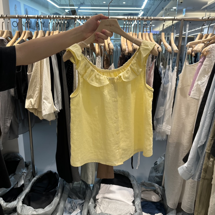 HONG.U東大門實拍韓國女士新品職業休閑襯衫蕾絲衫荷葉邊HONG.U襯衫/蕾絲衫圖色2