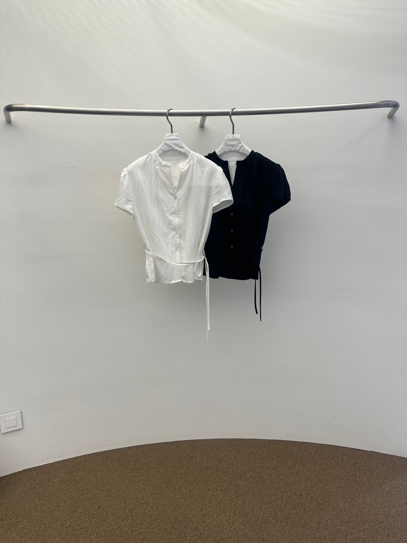 WIDA-P/RENEJ韓國東大門直郵女士新品休閑襯衫蕾絲衫含腰繩WIDA-P/RENEJ襯衫/蕾絲衫