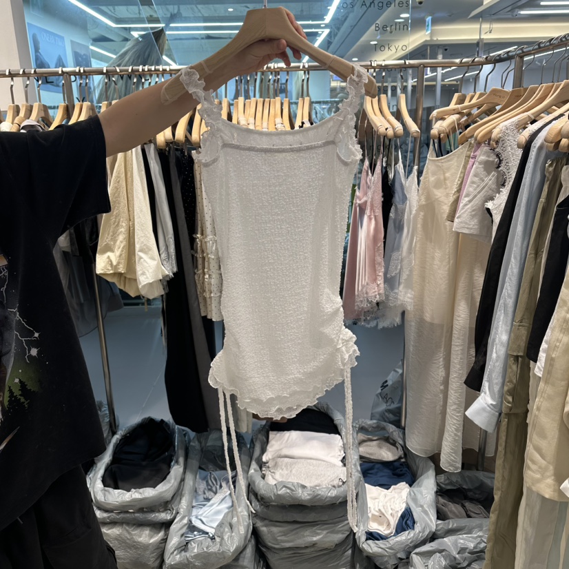 HONG.U韓國東大門直郵女士新品26夏季時尚休閑吊帶背心蕾絲HONG.U吊帶/背心