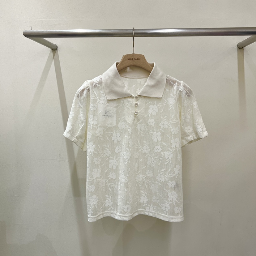 MARIE MARIE韓國直郵女士新品休閑26夏季襯衫蕾絲衫蕾絲MARIE MARIE襯衫/蕾絲衫圖色2奶油色