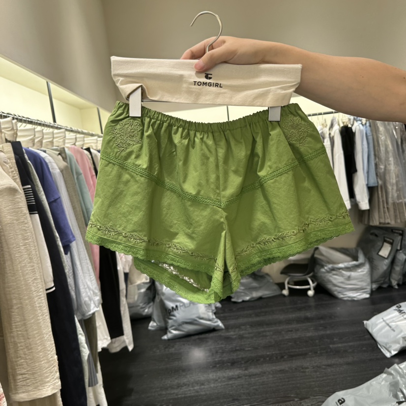 TOMGIRL韓國直郵女士新品26夏季人氣熱賣職業休閑短褲刺繡TOMGIRL短褲圖色2