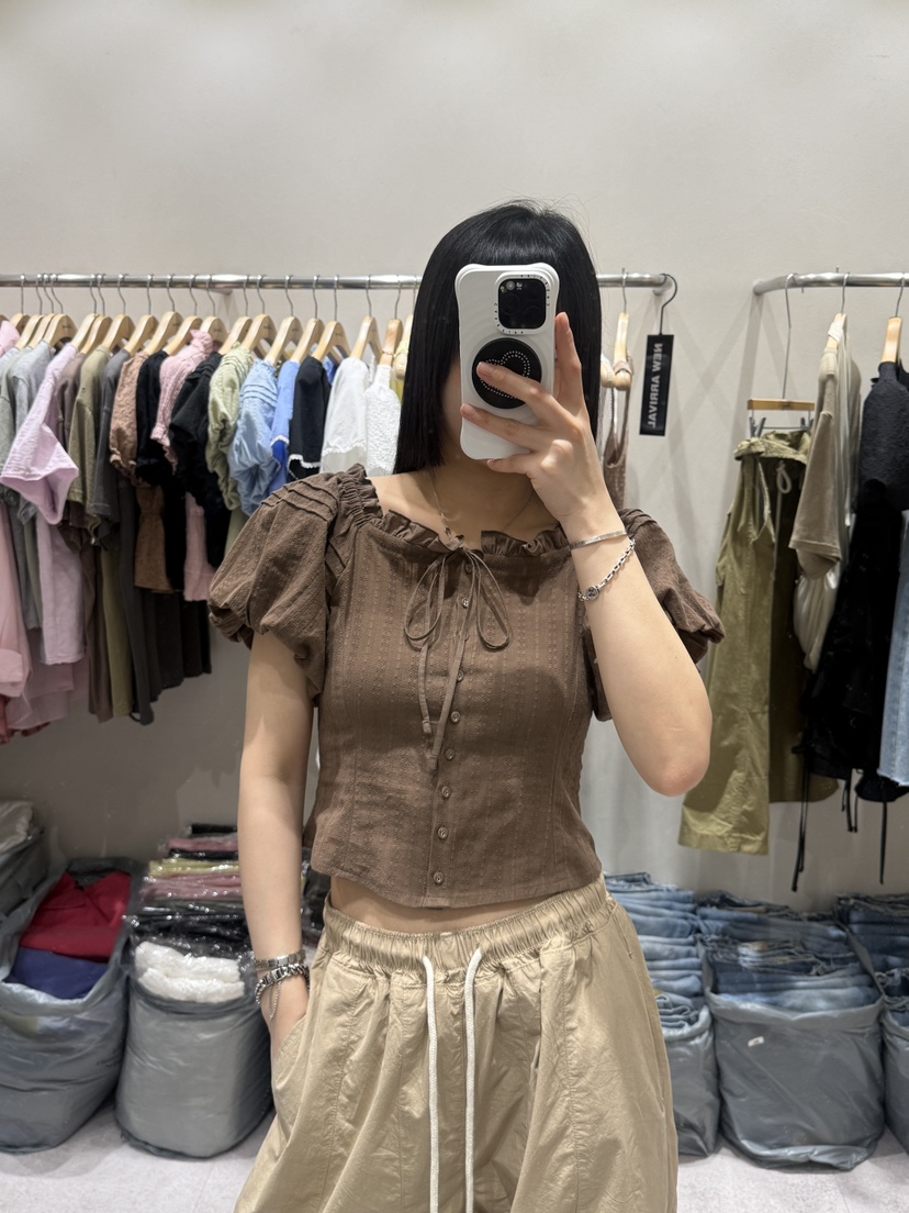 SHIRRING東大門實拍韓國女裝新款休閑熱賣職業襯衫蕾絲衫SHIRRING襯衫/蕾絲衫