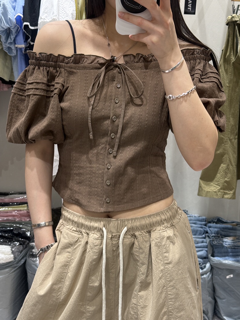 SHIRRING東大門實拍韓國女裝新款休閑熱賣職業襯衫蕾絲衫SHIRRING襯衫/蕾絲衫