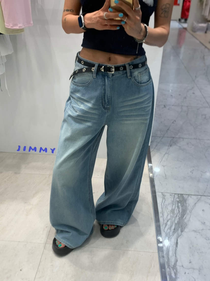 JIMMY韓國直郵女裝新品推薦人氣職業26夏季時尚牛仔褲奶油色JIMMY/REMAKE牛仔褲