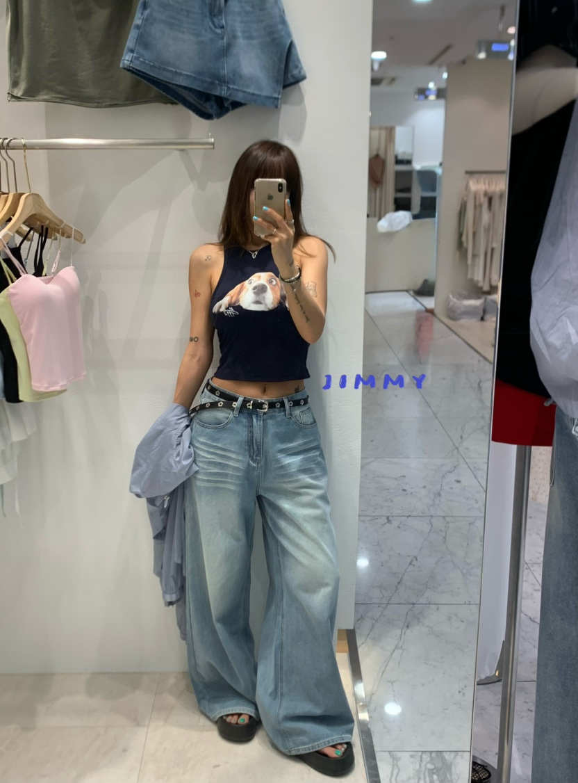 JIMMY韓國直郵女裝新品推薦人氣職業26夏季時尚牛仔褲奶油色JIMMY/REMAKE牛仔褲