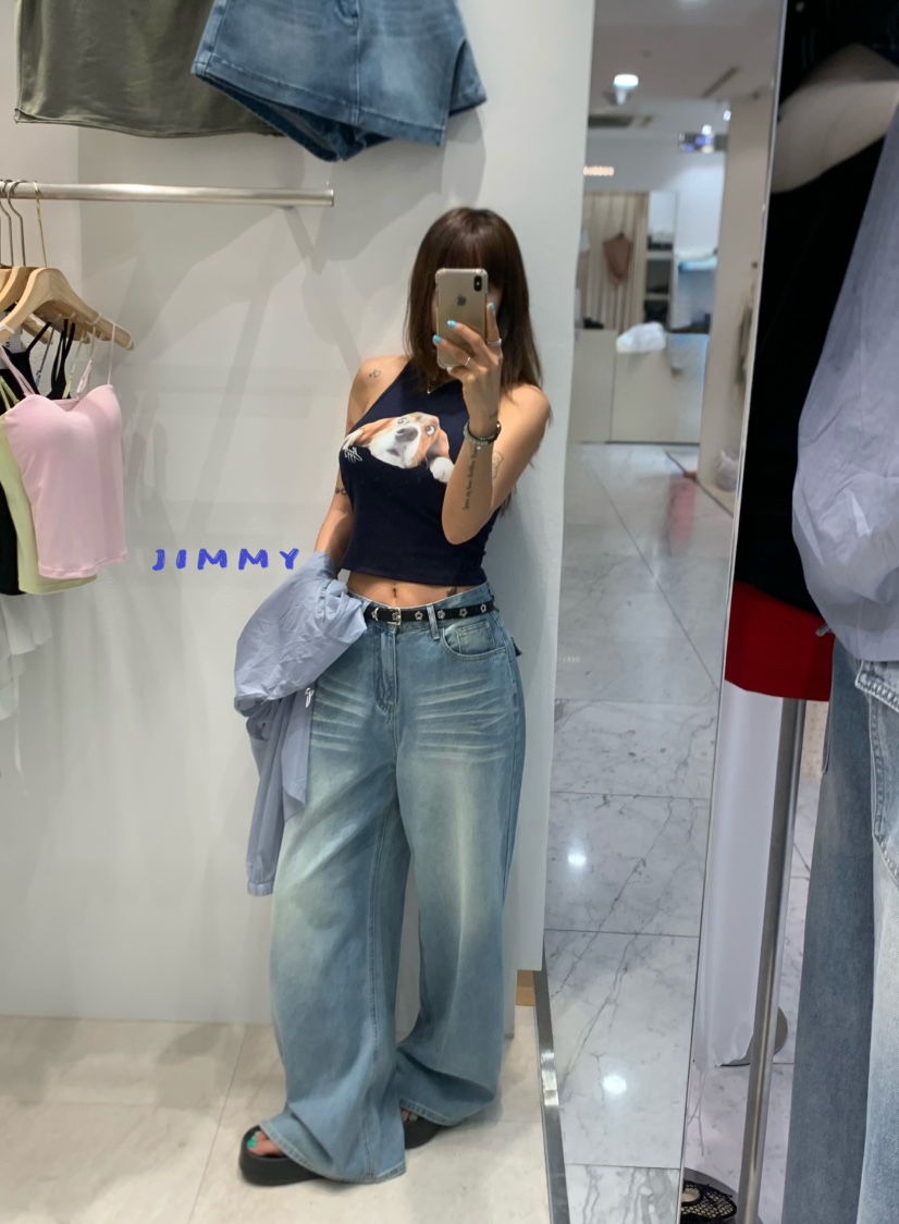 JIMMY韓國直郵女裝新品推薦人氣職業26夏季時尚牛仔褲奶油色JIMMY/REMAKE牛仔褲