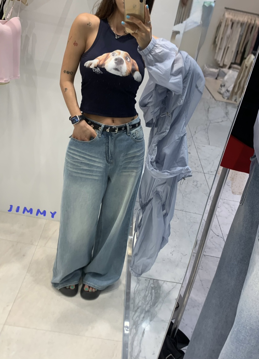 JIMMY韓國直郵女裝新品推薦人氣職業26夏季時尚牛仔褲奶油色JIMMY/REMAKE牛仔褲