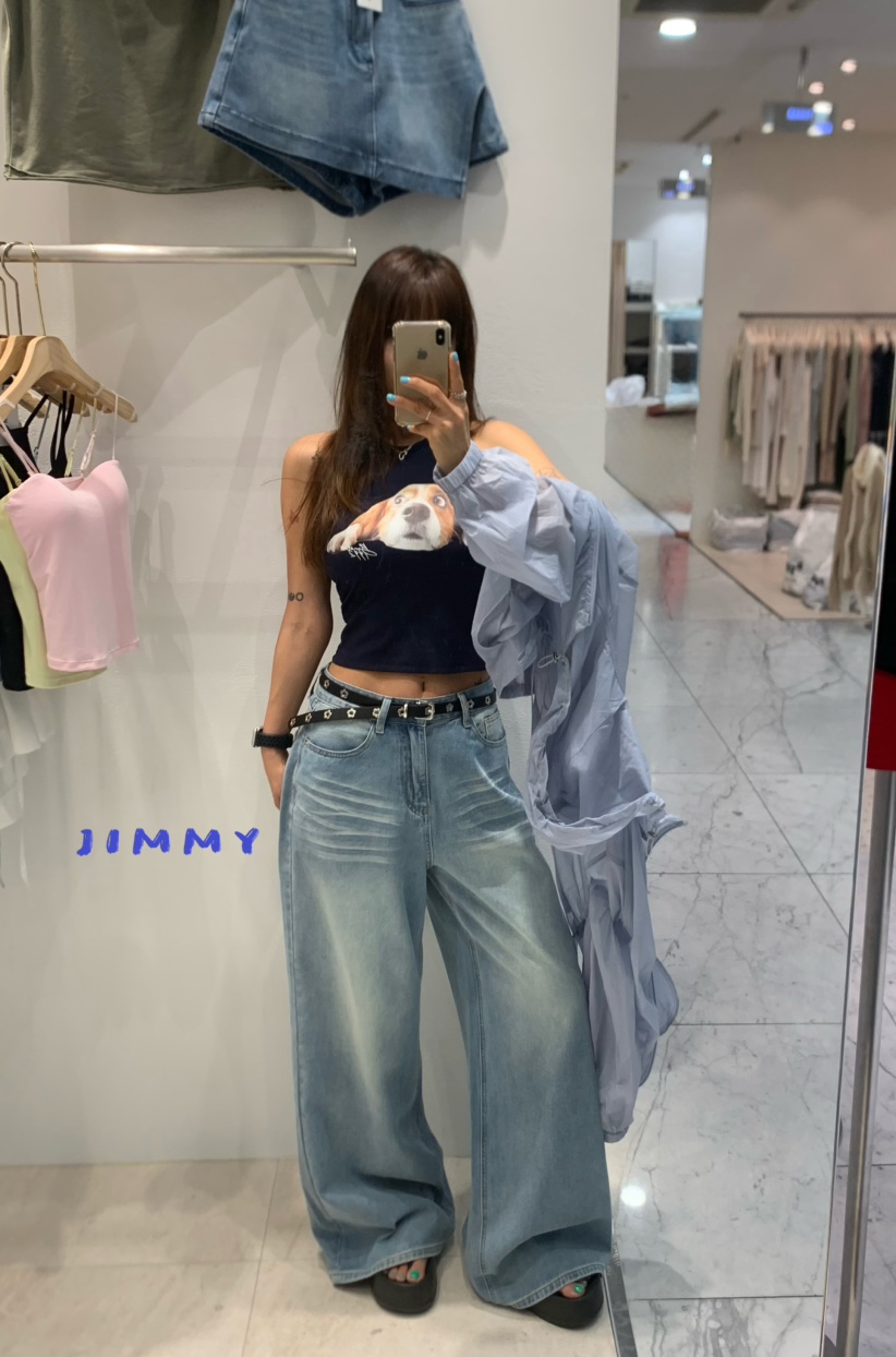 JIMMY韓國直郵女裝新品推薦人氣職業26夏季時尚牛仔褲奶油色JIMMY/REMAKE牛仔褲