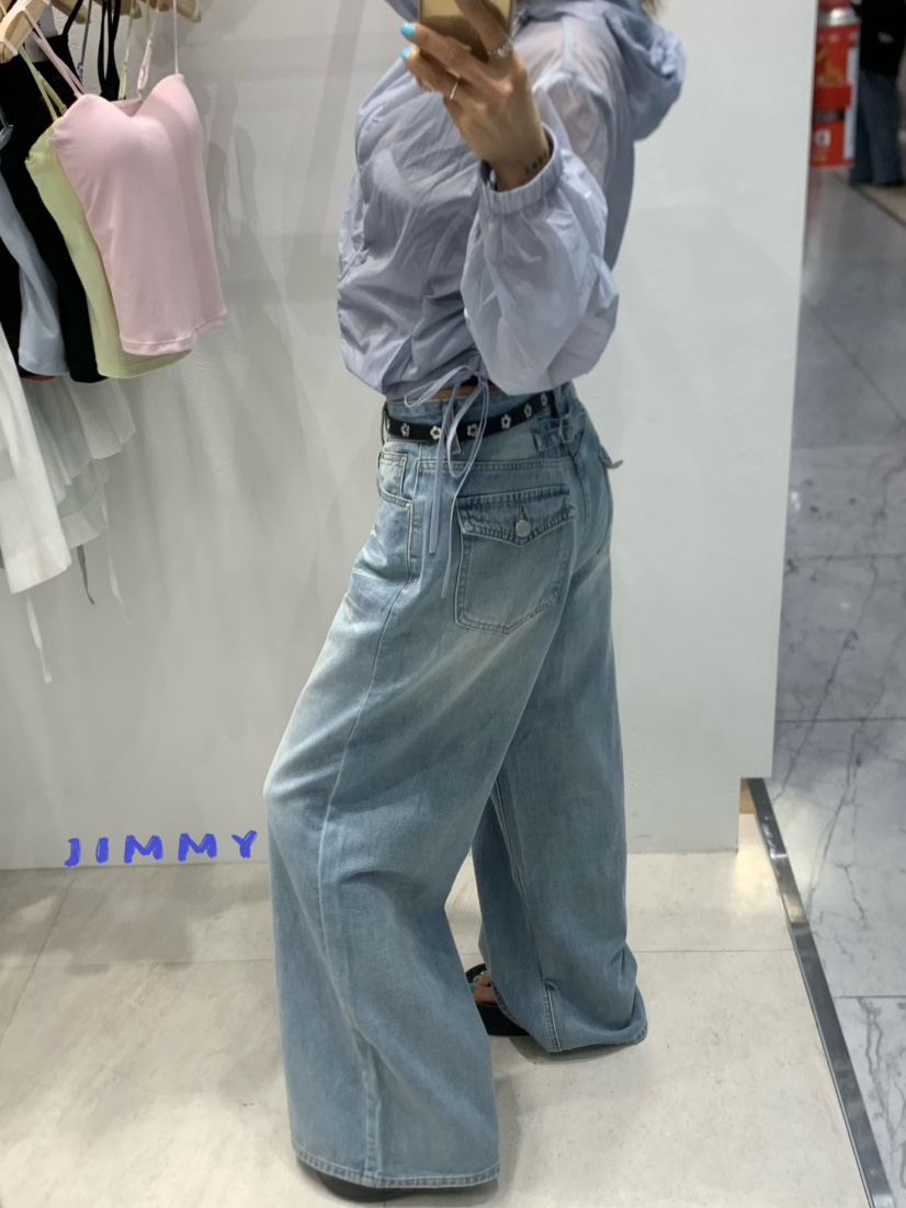 JIMMY韓國直郵女裝新品推薦人氣職業26夏季時尚牛仔褲奶油色JIMMY/REMAKE牛仔褲