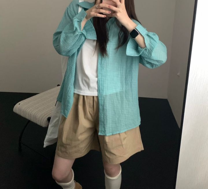 STAY HERE韓國東大門代購女裝新款26春夏休閑襯衫蕾絲衫STAY HERE襯衫/蕾絲衫