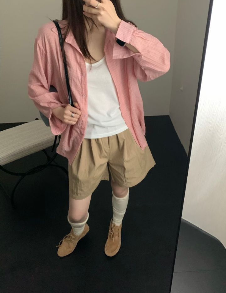 STAY HERE韓國東大門代購女裝新款26春夏休閑襯衫蕾絲衫STAY HERE襯衫/蕾絲衫圖色1