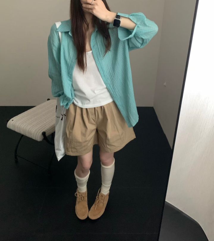 STAY HERE韓國東大門代購女裝新款26春夏休閑襯衫蕾絲衫STAY HERE襯衫/蕾絲衫圖色3