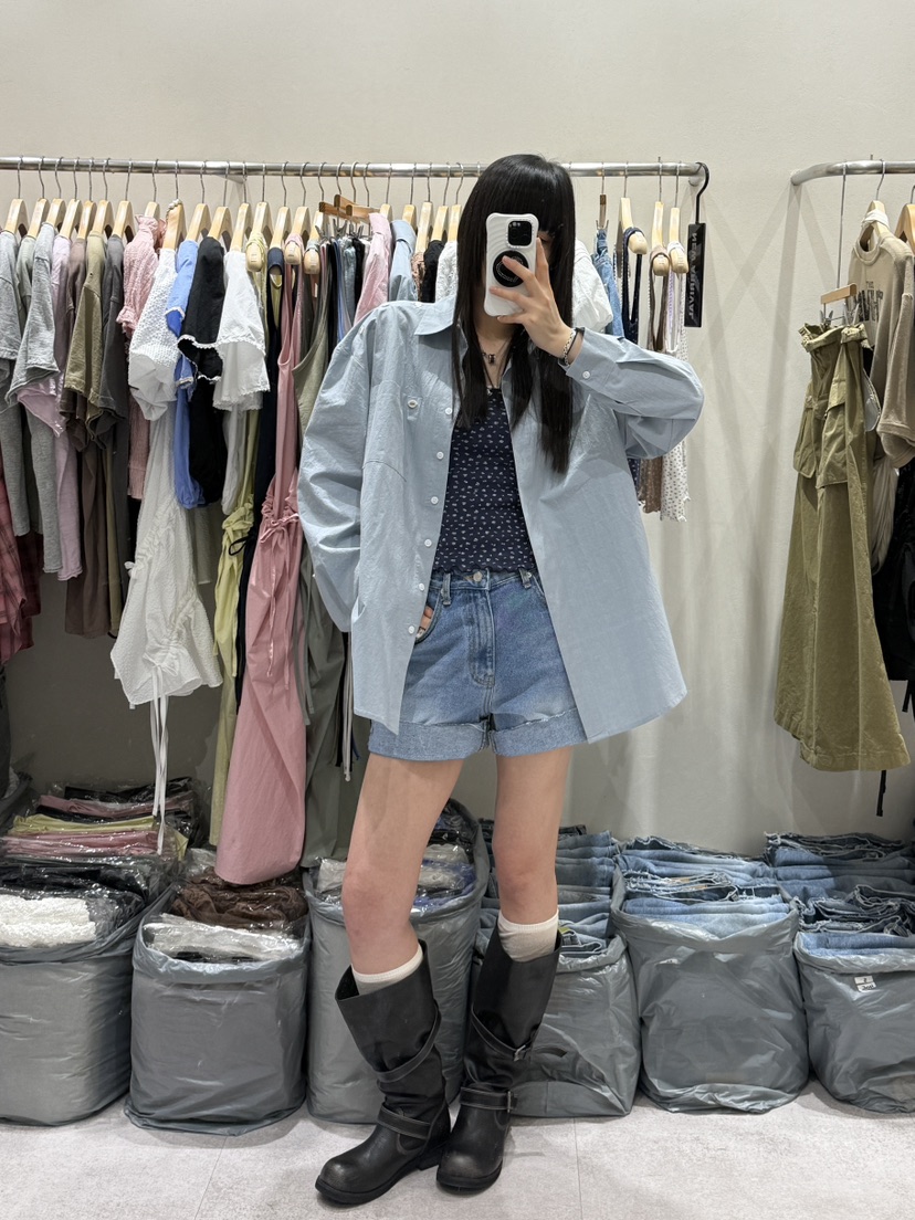 SHIRRING韓國直郵女裝新款休閑時尚推薦人氣熱賣襯衫蕾絲衫SHIRRING襯衫/蕾絲衫