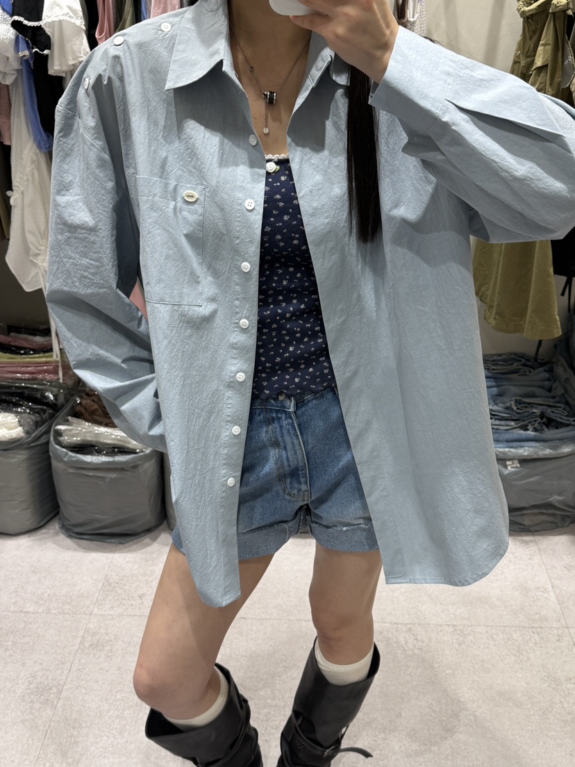 SHIRRING韓國直郵女裝新款休閑時尚推薦人氣熱賣襯衫蕾絲衫SHIRRING襯衫/蕾絲衫