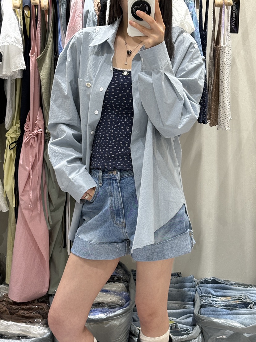 SHIRRING韓國直郵女裝新款休閑時尚推薦人氣熱賣襯衫蕾絲衫SHIRRING襯衫/蕾絲衫