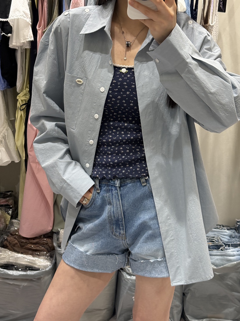 SHIRRING韓國直郵女裝新款休閑時尚推薦人氣熱賣襯衫蕾絲衫SHIRRING襯衫/蕾絲衫