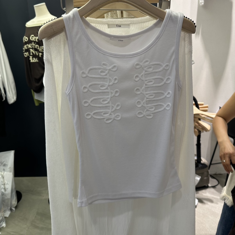 UNA/THE MAY韓國代購女士新款推薦人氣職業吊帶背心刺繡THEMAY/UNA吊帶/背心圖色1