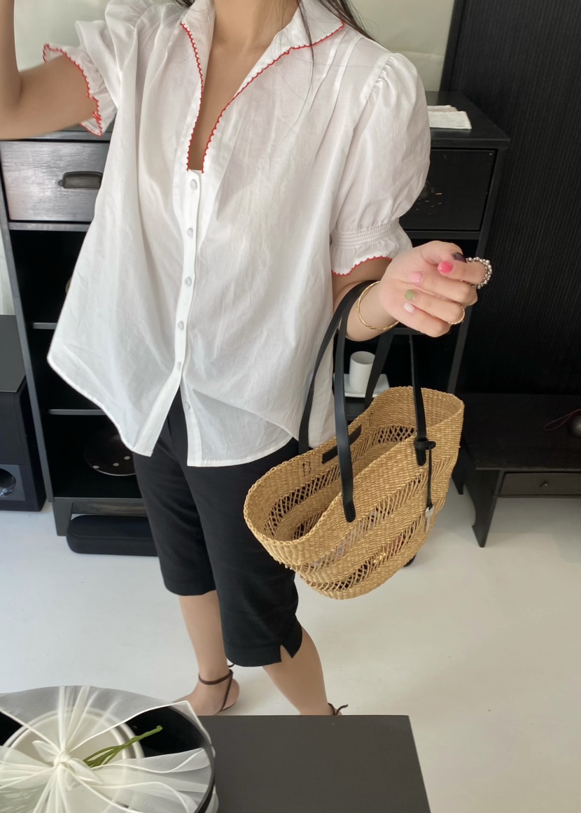 OUPPT韓國東大門直郵女裝新款26夏季時尚休閑人氣襯衫蕾絲衫OUPPT襯衫/蕾絲衫