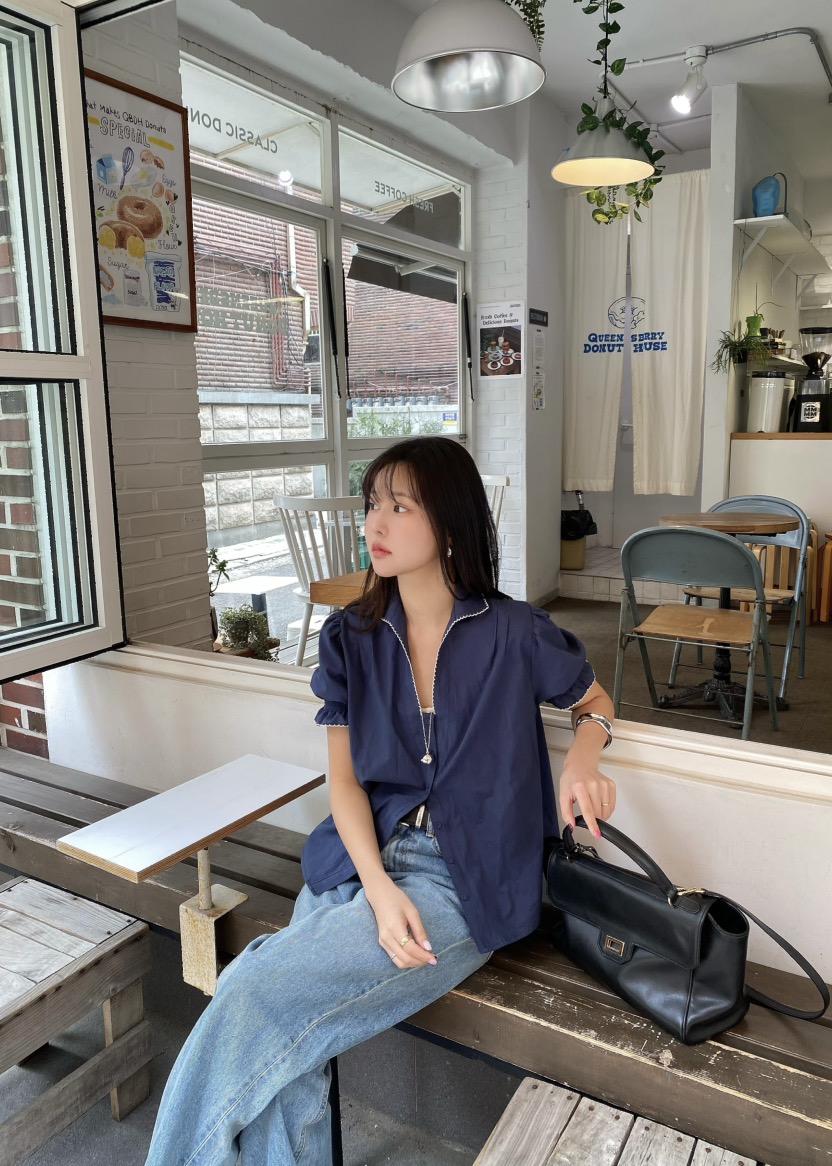 OUPPT韓國東大門直郵女裝新款26夏季時尚休閑人氣襯衫蕾絲衫OUPPT襯衫/蕾絲衫