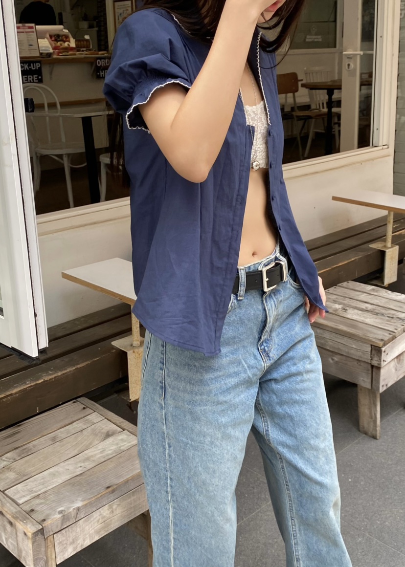OUPPT韓國東大門直郵女裝新款26夏季時尚休閑人氣襯衫蕾絲衫OUPPT襯衫/蕾絲衫