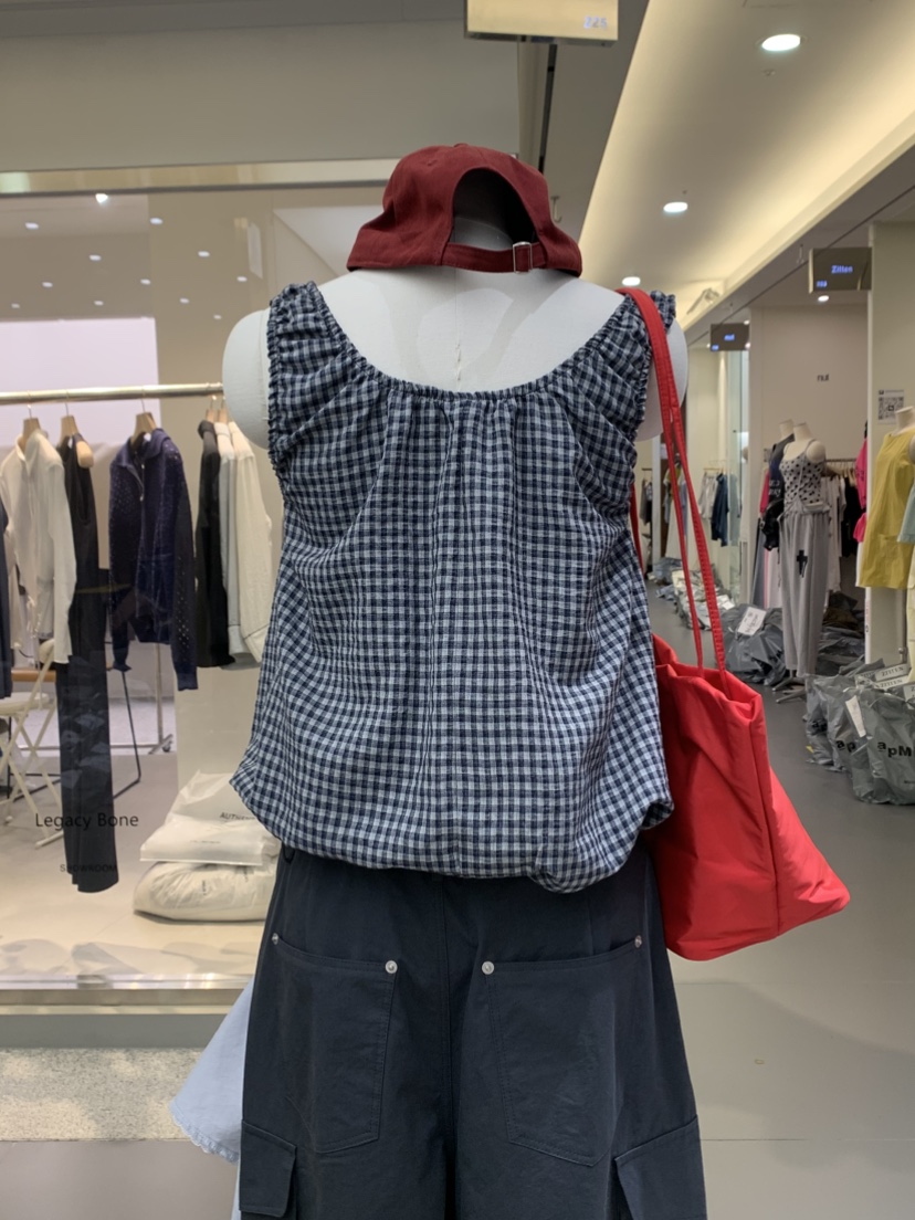 VAARA東大門實拍韓國女裝新款26春夏休閑吊帶背心格子燈籠VAARA吊帶/背心
