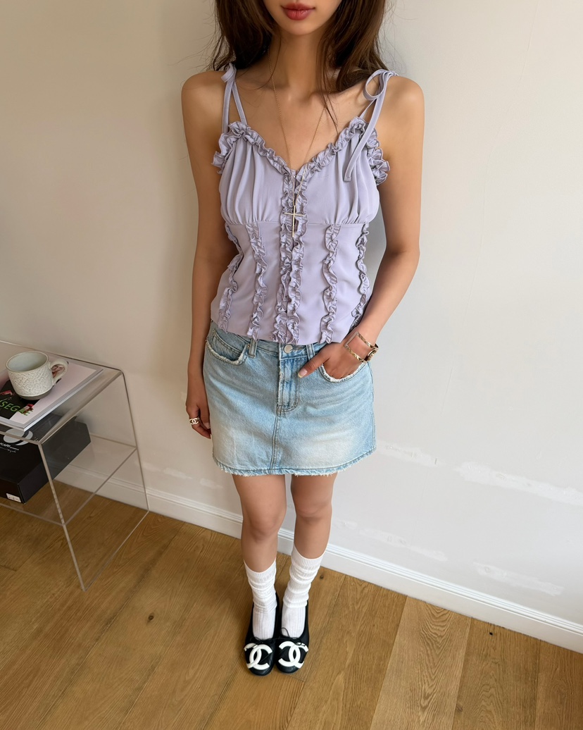 LOVE PULL東大門實拍韓國女士新品26夏季時尚休閑吊帶背心LOVE PULL吊帶/背心