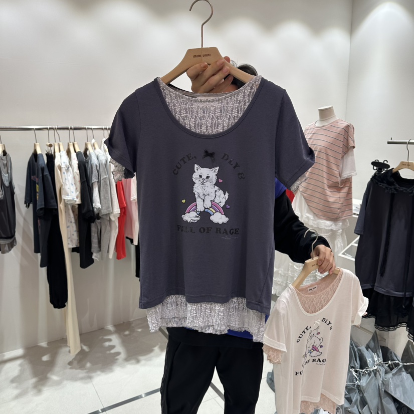 MINI UNNI韓國東大門代購女裝新品職業時尚熱賣T恤假兩件MINI UNNIT恤圖色3