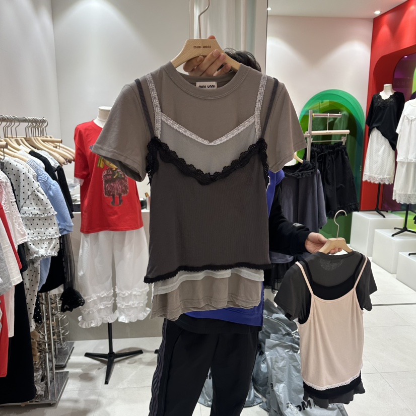 MINI UNNI東大門實拍韓國女士新品26夏季時尚熱賣T恤假兩件MINI UNNIT恤圖色3