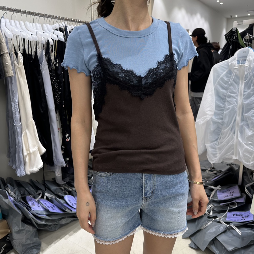 BENE韓國直郵實拍女士新款26夏季時尚熱賣推薦休閑T恤假兩件BENET恤圖色4