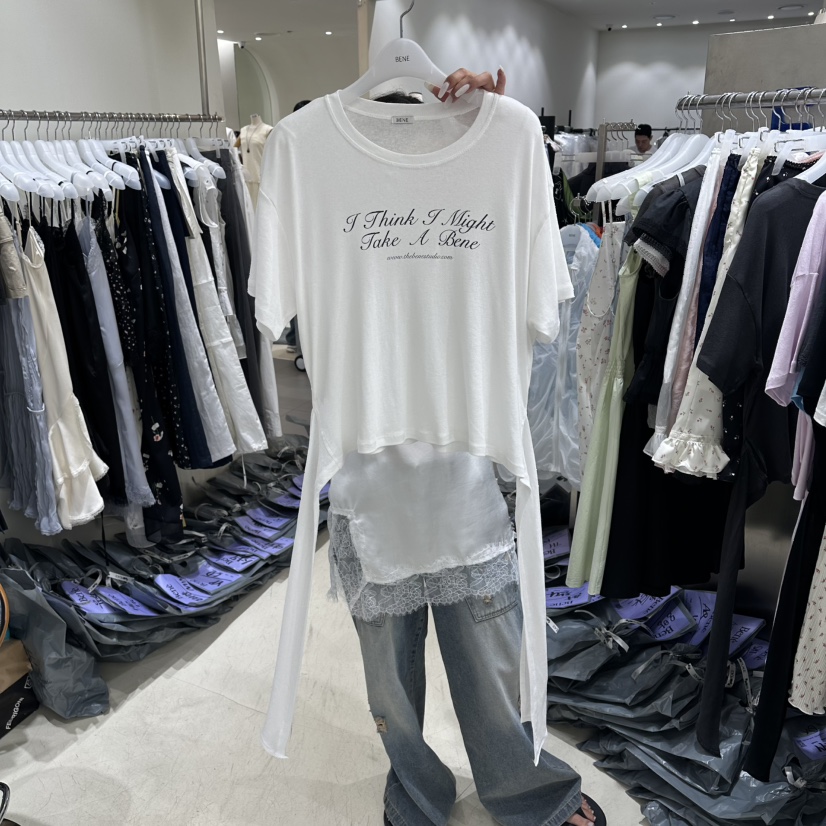 BENE韓國直郵實拍女裝新品26春夏人氣時尚熱賣職業休閑T恤BENET恤圖色1