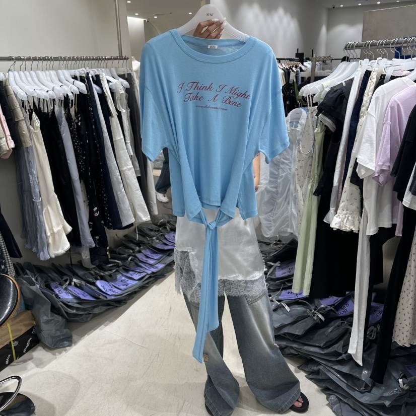 BENE韓國直郵實拍女裝新品26春夏人氣時尚熱賣職業休閑T恤BENET恤圖色2