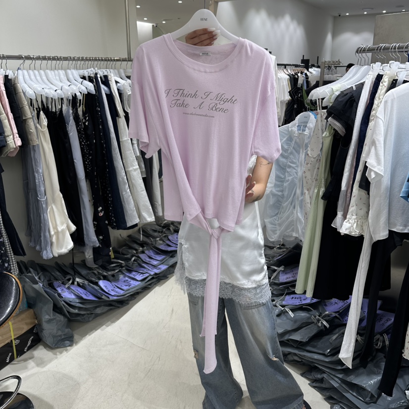 BENE韓國直郵實拍女裝新品26春夏人氣時尚熱賣職業休閑T恤BENET恤圖色4
