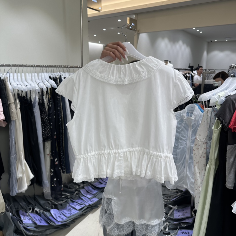 BENE韓國直郵女裝新品26夏季熱賣休閑職業時尚襯衫蕾絲衫BENE襯衫/蕾絲衫